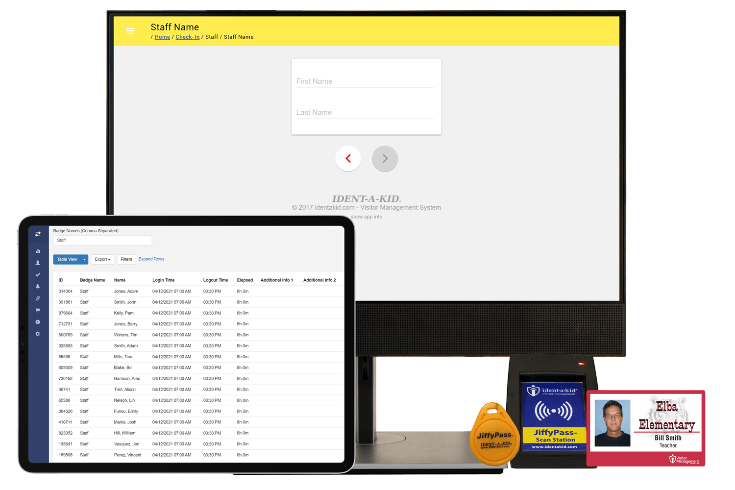 Easily track all of your school's staff and volunteer hours with Ident-A-Kid's visitor management system.